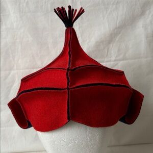 Handmade wool beret hat with ear flaps